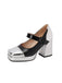 Patent Leather Block Heel Square Toe High Heels - vintage shoes, retro heels