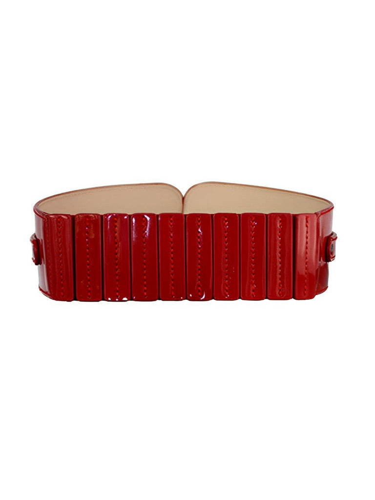 Patent Leather Buckle Vintage Wide Belt - vintage fashion, retro style