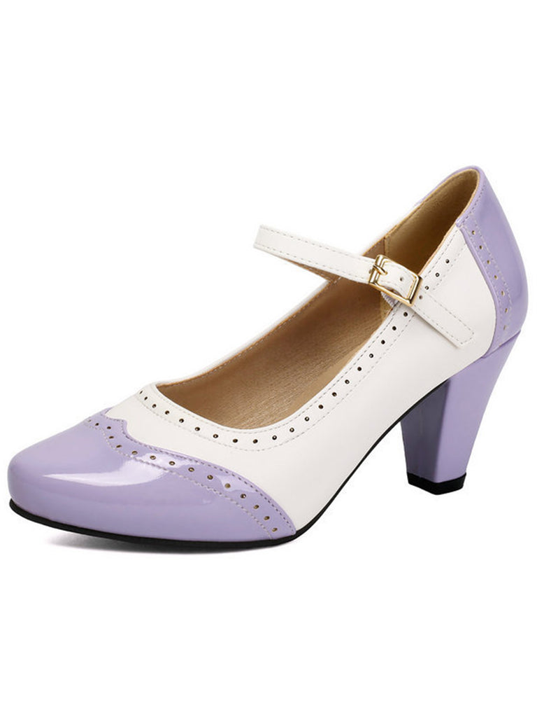 Patent Leather Colorblock Mary Janes Chunky Heel Shoes, vintage shoes, retro heels - perfect for women who love vintage and retro fashion