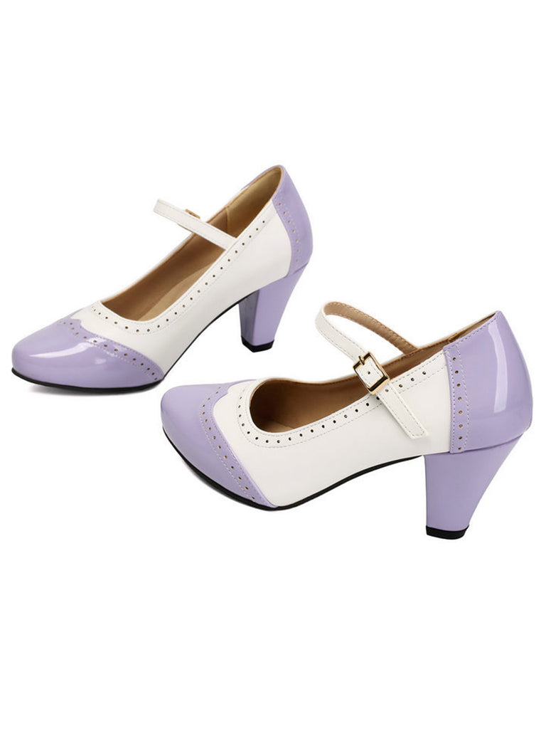 Patent Leather Colorblock Mary Janes Chunky Heel Shoes, vintage shoes, retro heels - perfect for women who love vintage and retro fashion
