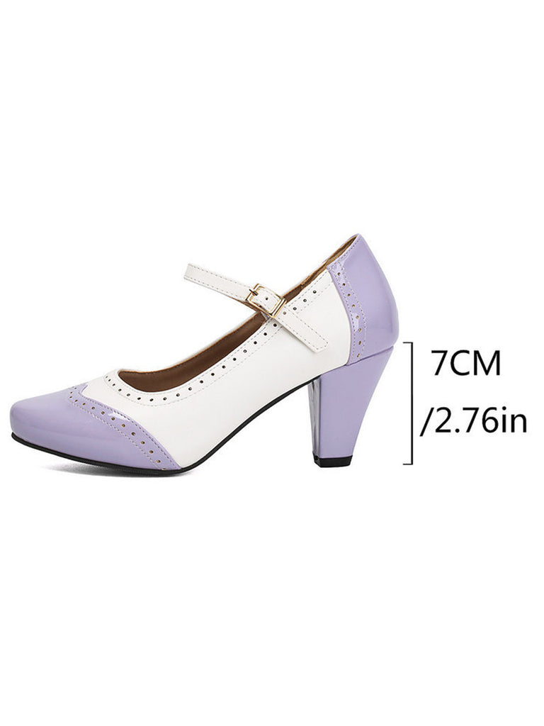 Patent Leather Colorblock Mary Janes Chunky Heel Shoes, vintage shoes, retro heels - perfect for women who love vintage and retro fashion