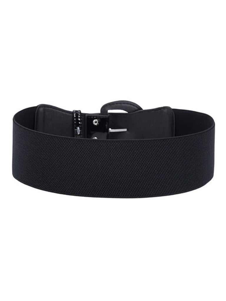 Patent Leather Elastic Buckle Vintage Belt - vintage fashion, retro style