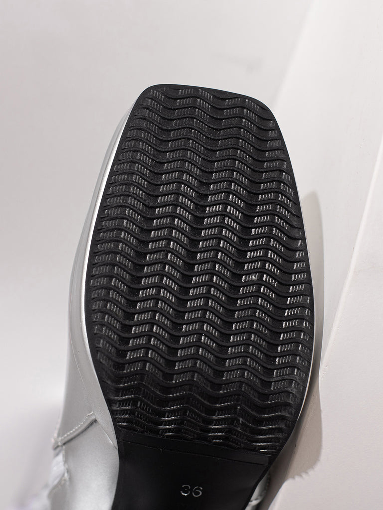 Patent Leather Round Toe Solid High Heel Boots — vintage vintage charm for her modern wardrobe