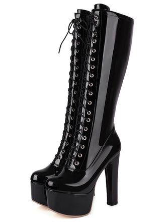 Patent Leather Sky-High Stiletto Boots - vintage fashion, retro style
