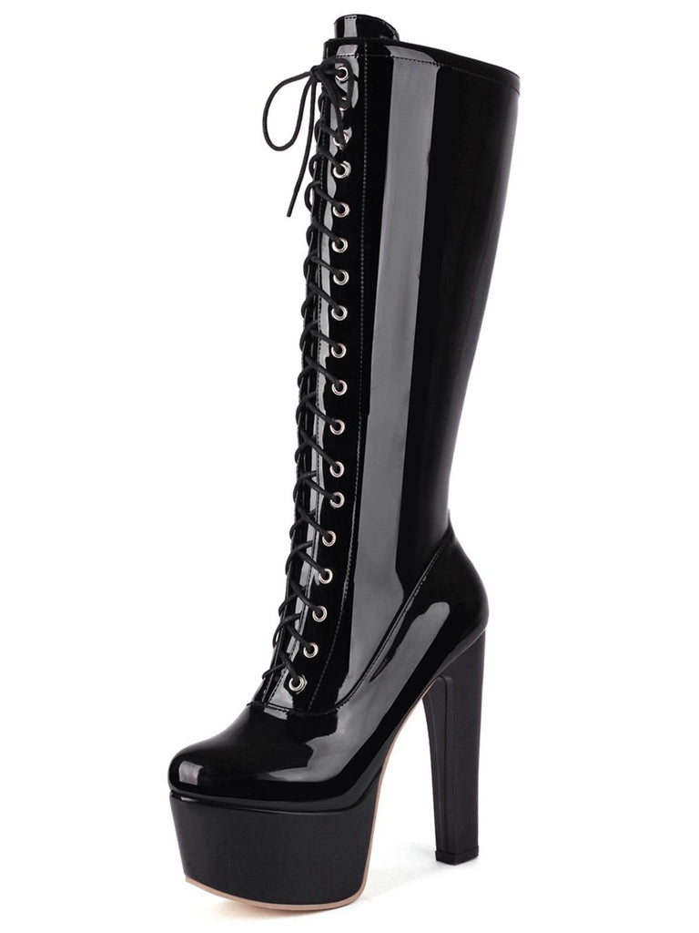Patent Leather Sky-High Stiletto Boots - vintage fashion, retro style