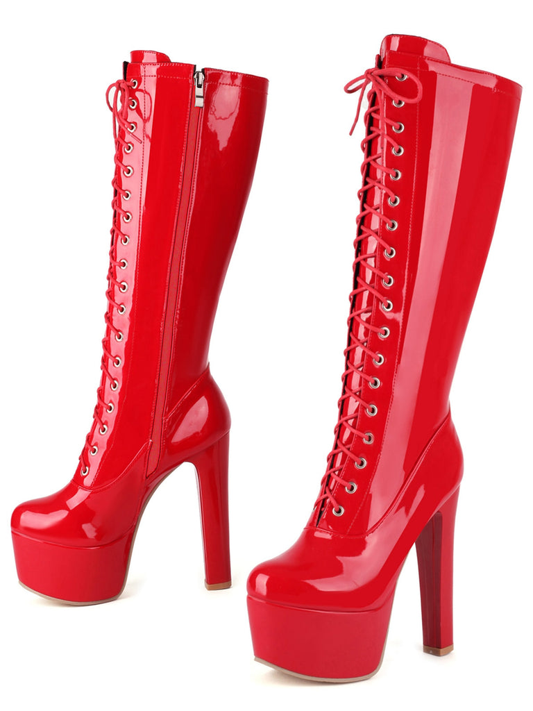 Patent Leather Sky-High Stiletto Boots - vintage fashion, retro style