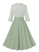 Pea Green Grey 1950s Plaid Roll Up Belt Dress: where 1950s romance meets her modern spirit