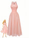 Peach 1940s Halter Cutout Button-Front Maxi Dress - vintage dress, retro fashion