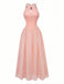 Peach 1940s Halter Cutout Button-Front Maxi Dress - vintage dress, retro fashion
