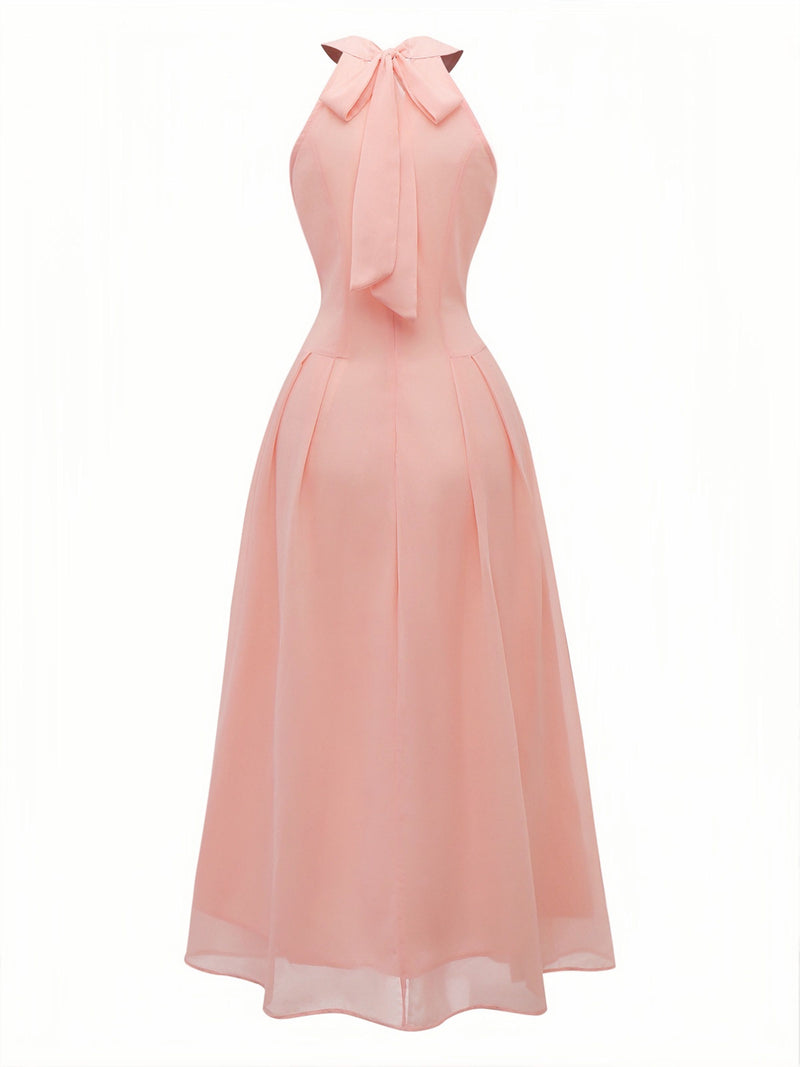 Peach 1940s Halter Cutout Button-Front Maxi Dress | Retro Stage Peach 1940s Halter Cutout Button-Front Maxi Dress | Retro Stage