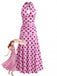 Peach Pink 1930s Polka Dot V-Neck Halter Midi Dress 2
