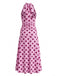 Peach Pink 1930s Polka Dot V-Neck Halter Midi Dress 4