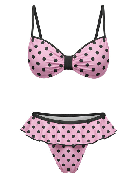 Pre-Sale] Peach Pink 1940s Polka Dot Swimsuit | Retro Stage