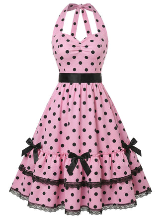 [Pre-Sale] Peach Pink 1950s Polka Dot Butterfly Dress