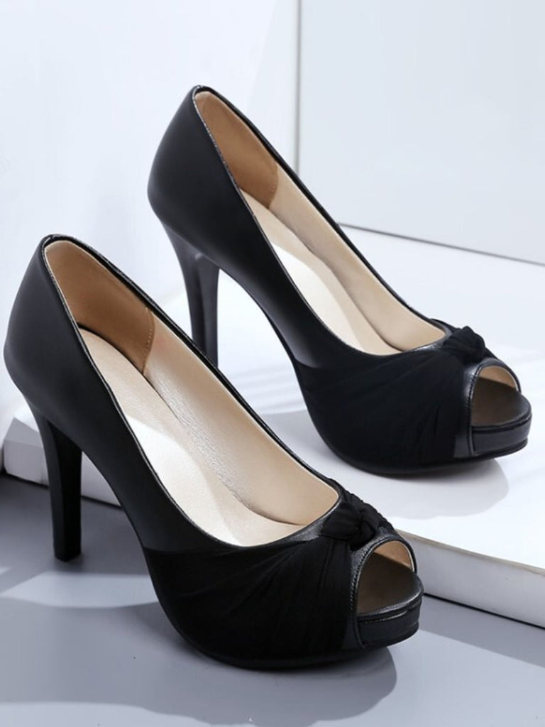 Peep Toe Knot Stiletto High Heels - vintage shoes, retro heels