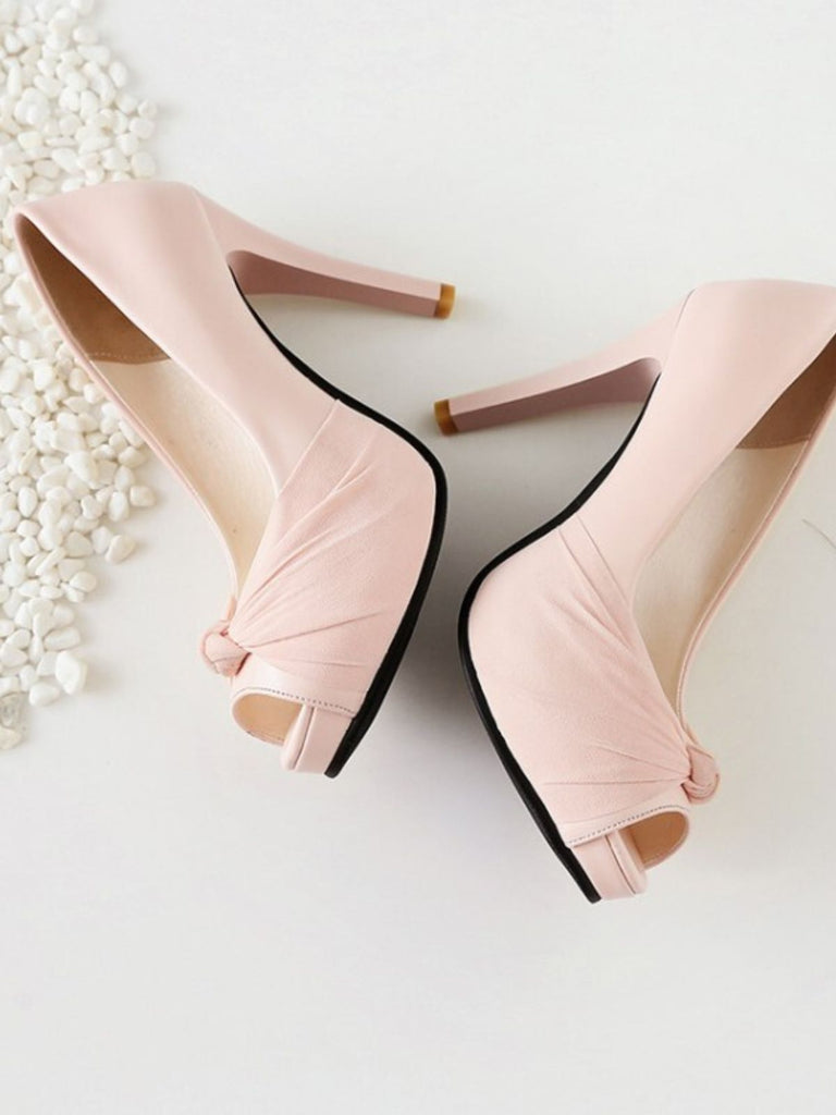 Peep Toe Knot Stiletto High Heels - vintage shoes, retro heels