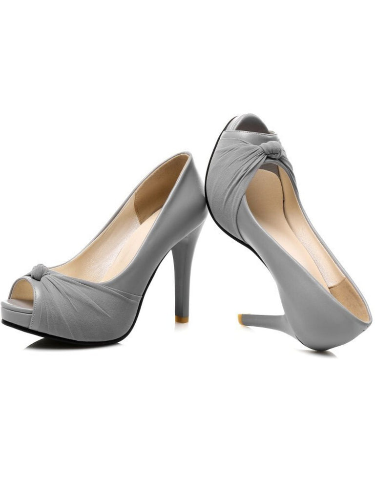 Peep Toe Knot Stiletto High Heels - vintage shoes, retro heels