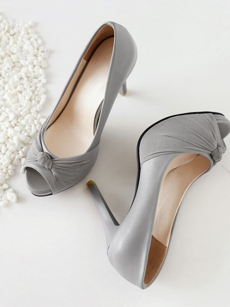 Peep Toe Knot Stiletto High Heels - vintage shoes, retro heels
