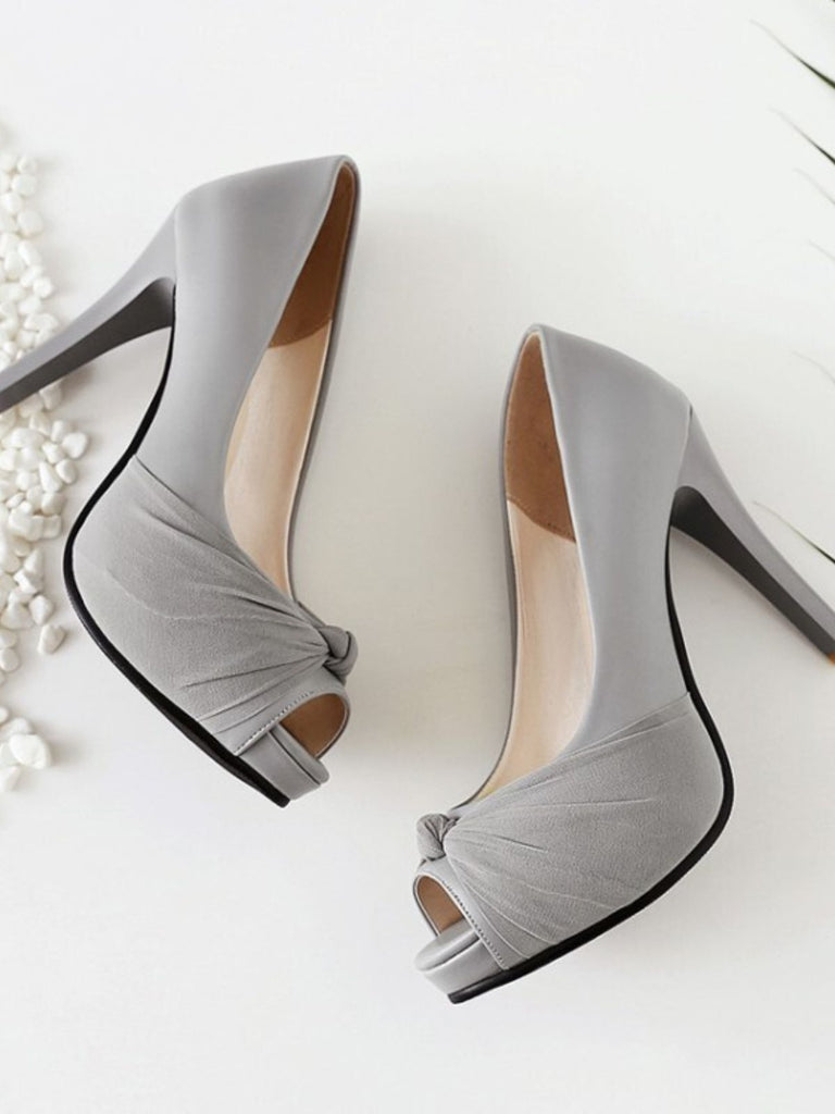 Peep Toe Knot Stiletto High Heels - vintage shoes, retro heels