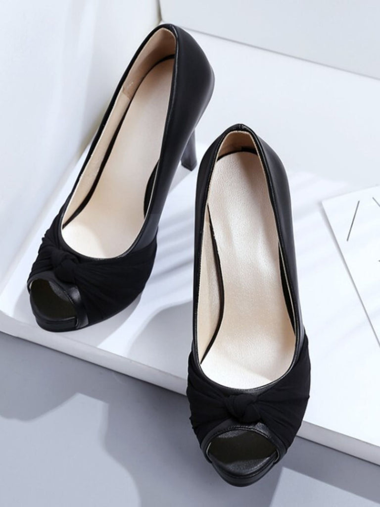 Peep Toe Knot Stiletto High Heels - vintage shoes, retro heels