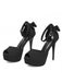 Peep-Toe Crystal Bow High Heels Shoes - vintage shoes, retro heels