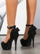 Peep-Toe Crystal Bow High Heels Shoes - vintage shoes, retro heels