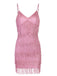 She slips into this Pink 1920s Spaghetti Strap V-Neck Fringe Dress and suddenly it's a 1920s daydream