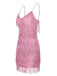 Pink 1920s Spaghetti Strap V-Neck Fringe Dress: where 1920s romance meets her modern spirit