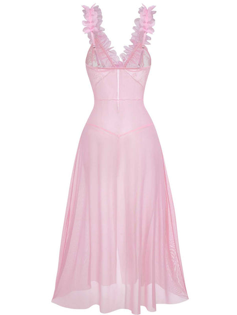 lingerie dress pink Vintage Valentine's Day Romantic Lingerie Gown