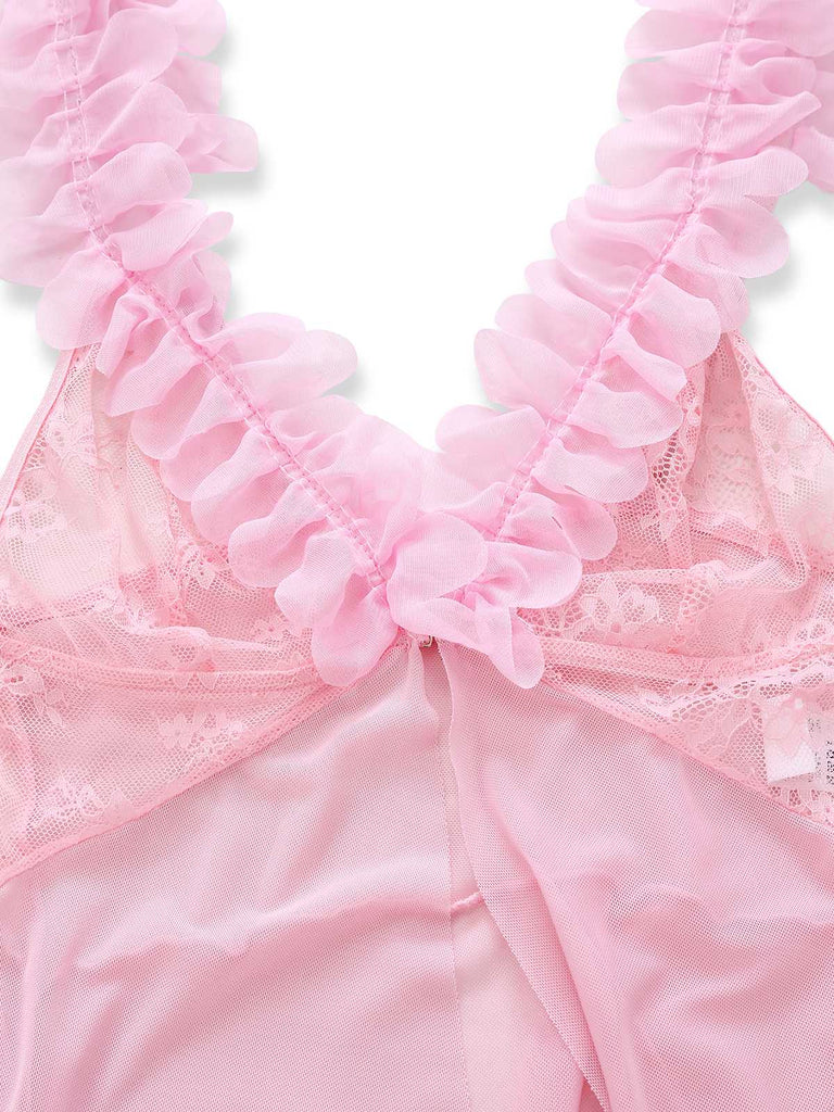 Vintage Valentine's Day Romantic Lingerie Gown | See-Through Long Babydoll Sleepwear Vintage Valentine's Day Romantic Lingerie Gown | See-Through Long Babydoll Sleepwear