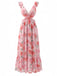 Pink 1930s Floral Chiffon Deep V Backless Maxi Dress - vintage dress, retro fashion for women