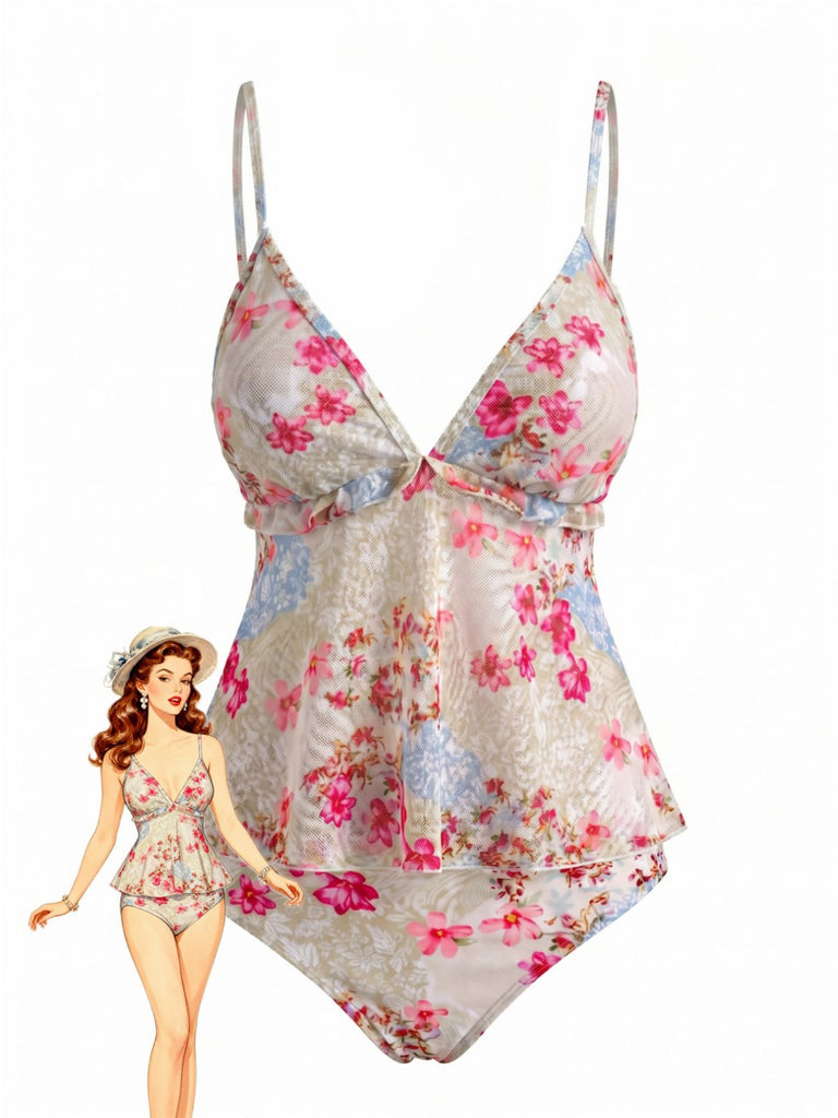 1930s Two Piece Modest Tankini Set 7