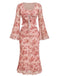 Pink 1930s Floral Square Neck Bell Sleeve 2PCS, vintage fashion, retro style - perfect for women who love vintage and retro fashion