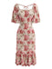 Pink 1930s Floral Square Neck Dress 2