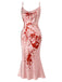 Pink 1930s Halloween Blood Fishtail Dress — vintage elegance for the modern woman