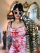 She slips into this Pink 1930s Halloween Blood Fishtail Dress and suddenly it's a 1930s daydream
