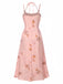Pink 1930s Halter Strap Floral Satin Dress: where 1930s romance meets her modern spirit