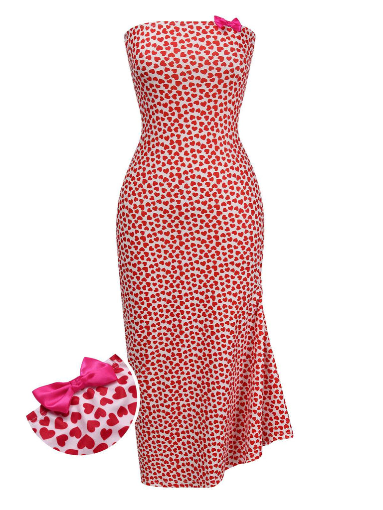 She slips into this Pink 1930s Heart Bow Fishtail Dress and suddenly it's a 1930s daydream