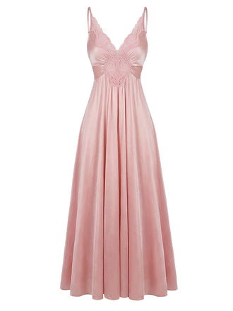 [Pre-Sale] Pink 1930s Lace Satin Solid Nightgown