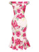 Pink 1930s Off-Shoulder Floral Mermaid Dress, vintage dress, retro fashion, floral print - perfect for women who love vintage and retro fashion