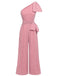 Pink 1930s Polka Dot One-shoulder Jumpsuit: timeless style reimagined