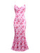 Pink 1930s Rose Cowl Neck Fishtail Dress - vintage dress, retro fashion