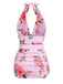 Pink 1930s Roses Halter Belt Swimsuit: timeless style reimagined