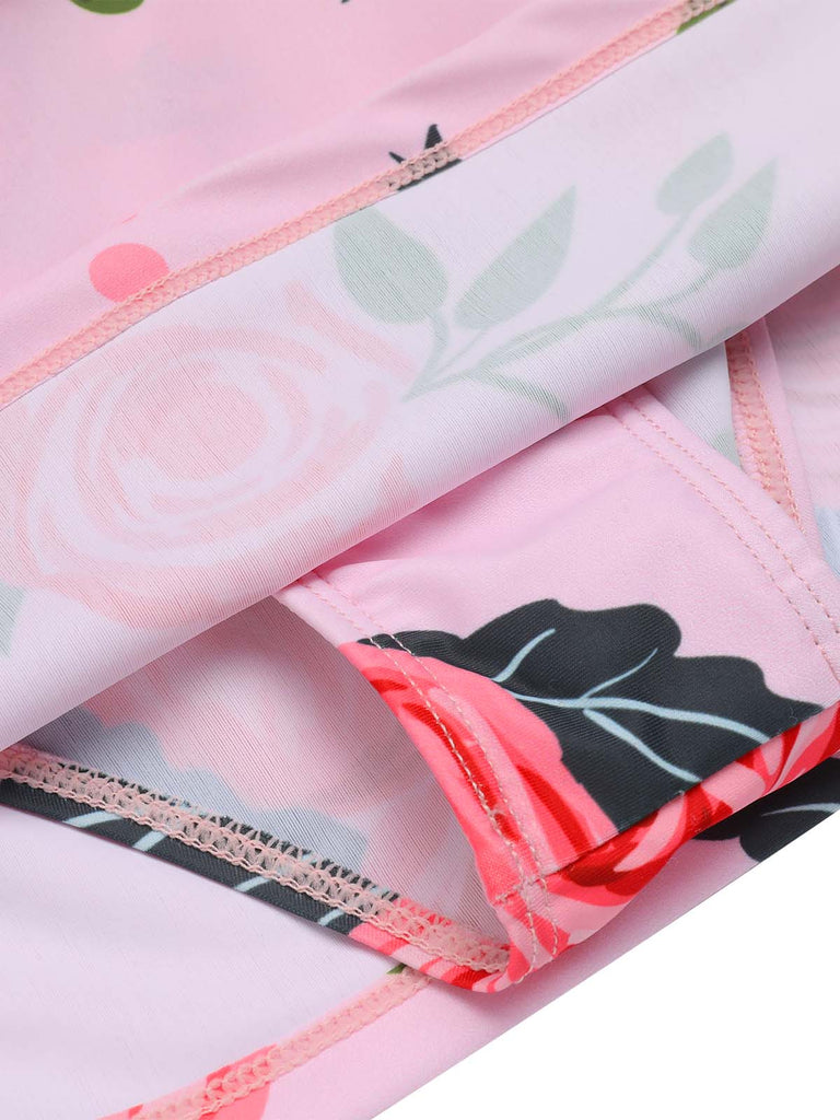 Pink 1930s Roses Halter Belt Swimsuit: timeless style reimagined