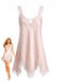 Pink 1930s Satin Lace Keyhole Scoop Neck Nightgown - vintage fashion, retro style for vintage lovers