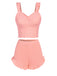 Pink 1930s Solid Ruffles Straps Pajamas, vintage pajamas, retro nightwear - perfect for women who love vintage and retro fashion