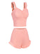 Pink 1930s Solid Ruffles Straps Pajamas, vintage pajamas, retro nightwear - perfect for women who love vintage and retro fashion