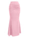 This Pink 1930s Solid Wrinkles Fishtail Skirt spins 1930s stories with every step