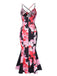 Pink 1930s Spaghetti Strap Floral Mermaid Dress: where 1930s romance meets her modern spirit