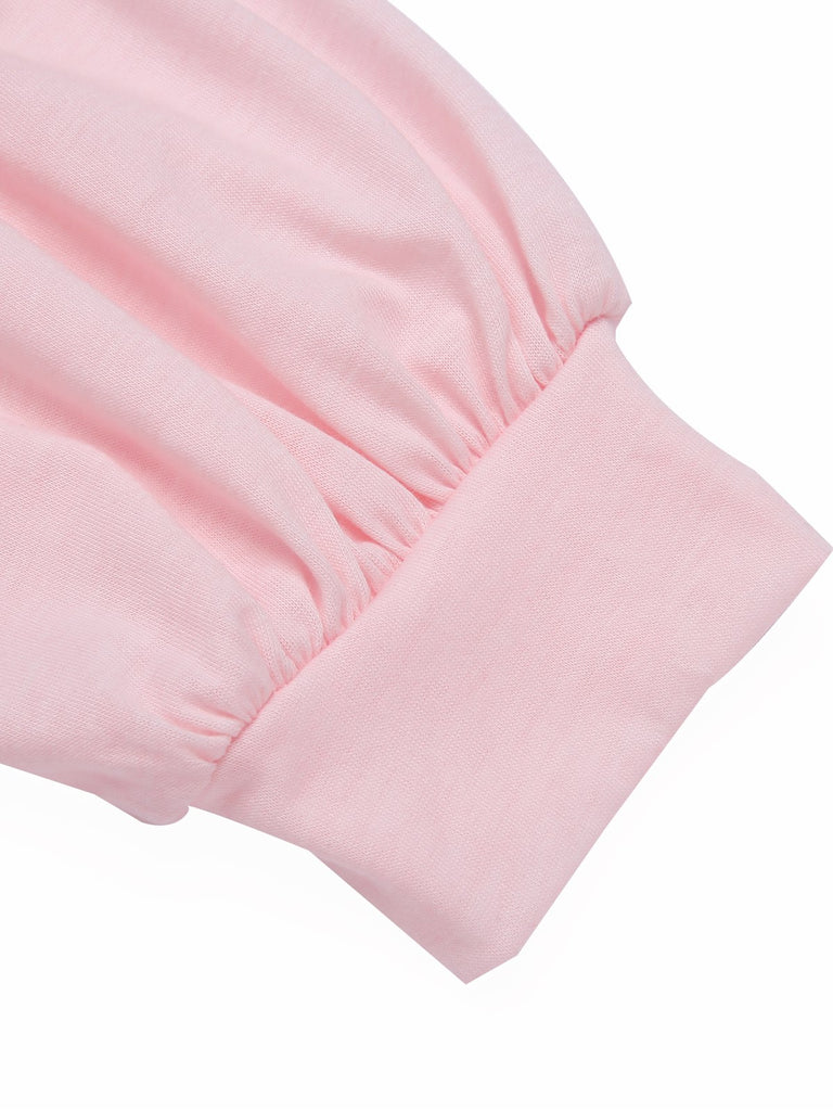 Pink 1930s V-Neck Lantern Sleeve Top, vintage top, retro blouse - perfect for women who love vintage and retro fashion